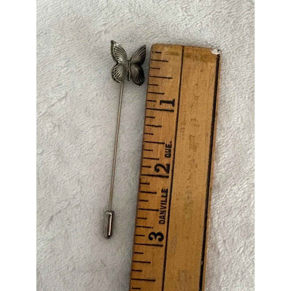 Vintage Silver Butterfly Stick/Lapel/Hat Pin - 3 inch